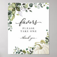 Greenery Fall Pumpkin Baby Shower Favors Sign