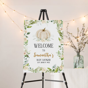 Greenery Fall Pumpkin Baby Shower Welcome Sign