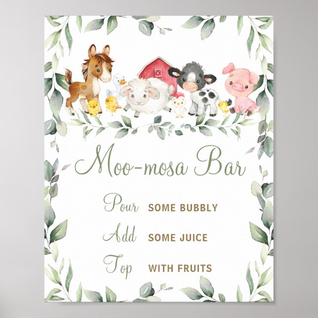 Greenery Farm Barnyard Animals Moomosa Mimosa Bar Poster (Front)