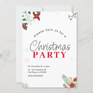 Greenery Festive Christmas Party Invitation