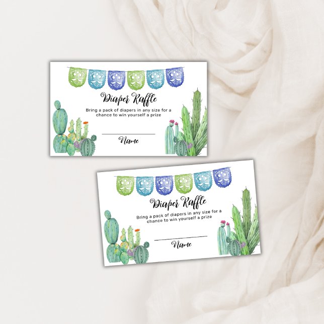 Greenery Fiesta Cactus Diaper Raffle Baby Shower  Enclosure Card (Greenery Fiesta Cactus Diaper Raffle Baby Shower Enclosure Card)