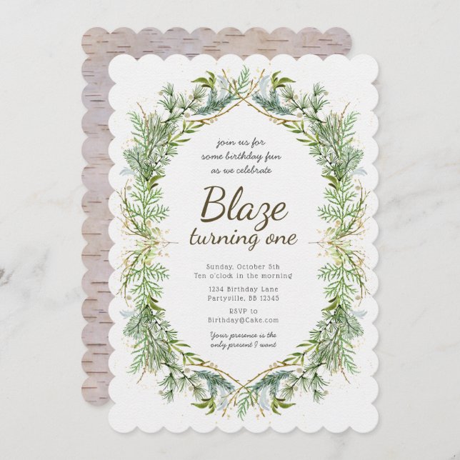 Greenery First Birthday Invitation (Front/Back)