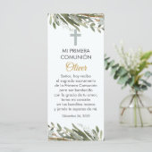 Greenery First Communion Bookmark in Spanish (Standing Front)