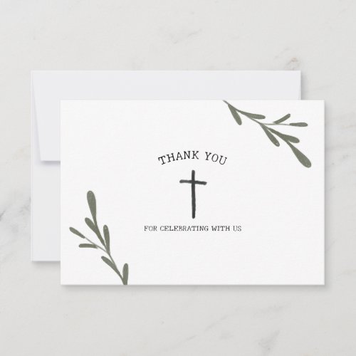 Greenery First Communion Girl Boy  Thank You Card