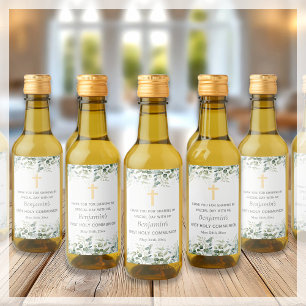Greenery First Communion Olive Oil Favor Labels