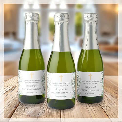  Greenery  First Communion Olive Oil Favor Labels