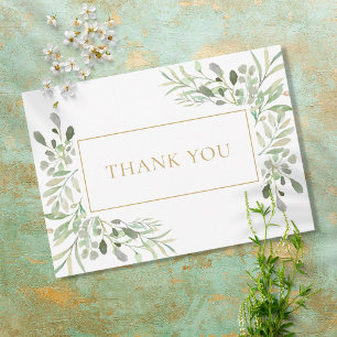 Greenery First Holy Communion Gold Thank You Card