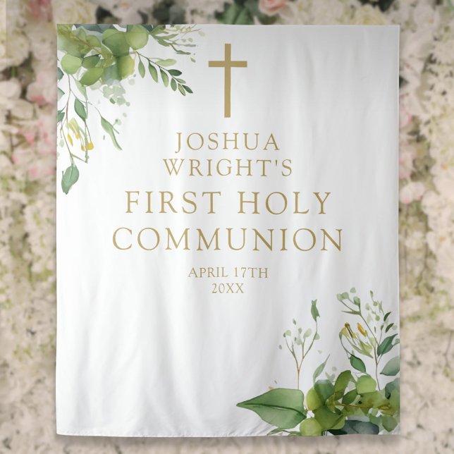 Greenery First Holy Communion Photo Backdrop (Greenery First Holy Communion Photo Backdrop)