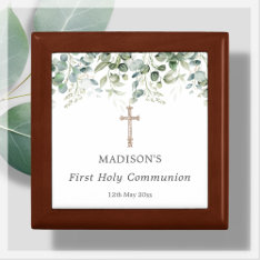Greenery First Holy Communion Rosary Gift Box at Zazzle