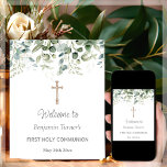 Greenery | First Holy Communion Welcome Poster at Zazzle