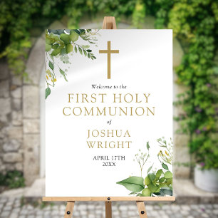 Greenery First Holy Communion Welcome Sign