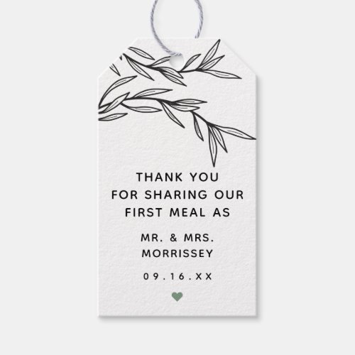 Greenery First Meal Wedding Favor Tag