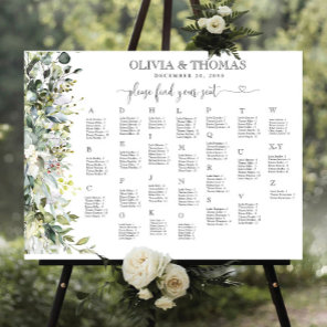 Greenery Floral Alphabet Seating Chart Foam Board