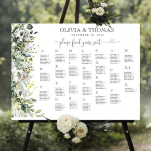 Greenery Floral Alphabet Seating Chart Foam Board