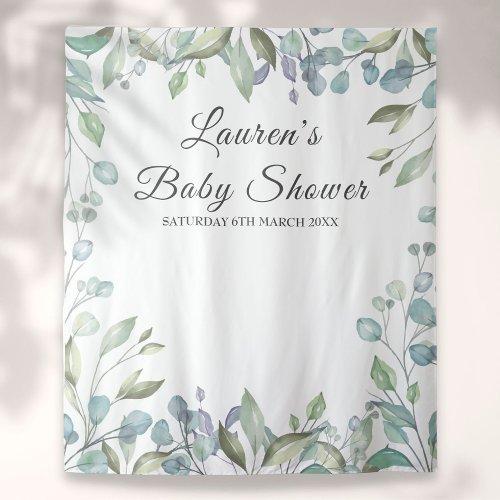 Greenery Floral Baby Shower Photo Booth Backdrop