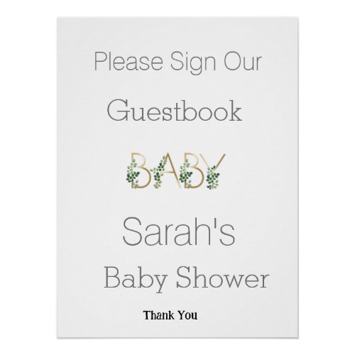 Greenery Floral Baby Shower Sign Our Guestbook 