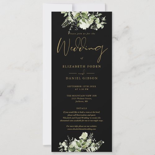 Greenery Floral Black And Gold DetailsWedding Invitation