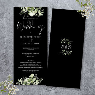 Greenery Floral Black And White Details Wedding Invitation
