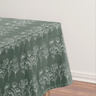 Greenery Floral Boho Sage Green Wedding Tablecloth