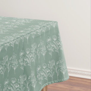 Greenery Floral Boho Sage Green Wedding Tablecloth