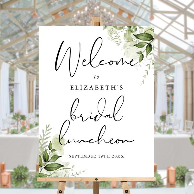 Greenery Floral Bridal Luncheon Welcome Sign (Greenery Floral Bridal Luncheon Welcome Sign)