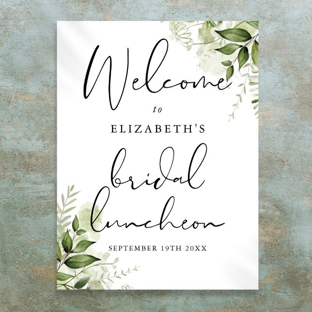 Greenery Floral Bridal Luncheon Welcome Sign (Greenery Floral Bridal Luncheon Welcome Sign)
