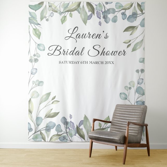 Greenery Floral Bridal Shower Photo Booth Backdrop (In Situ)