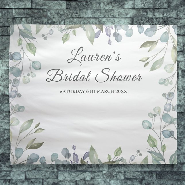 Greenery Floral Bridal Shower Photo Booth Backdrop (Greenery Floral Bridal Shower Photo Booth Backdrop)