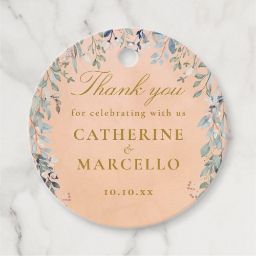 Greenery Floral Cascade Rustic Wedding Thank You Favor Tags