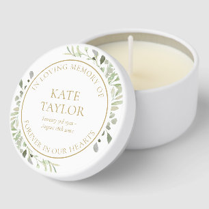 Greenery Floral Celebration of Life Funeral Mini Candle Favors