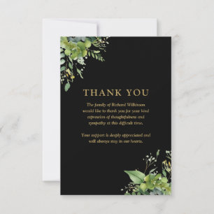 Greenery Floral Celebration Of Life Funeral Thank You Card