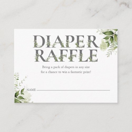 Greenery Floral Diaper Raffle Baby Shower Enclosure Card