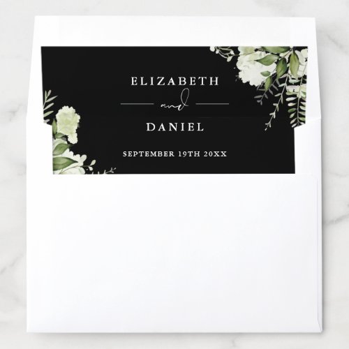 Greenery Floral Elegant Black And White Wedding Envelope Liner