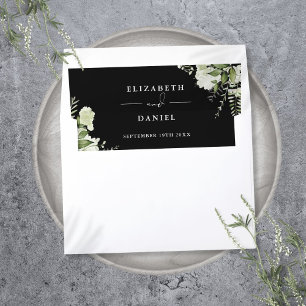 Greenery Floral Elegant Black And White Wedding Envelope Liner