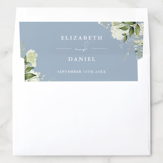 Greenery Floral Elegant Dusty Blue Wedding Envelope Liner (In Envelope)