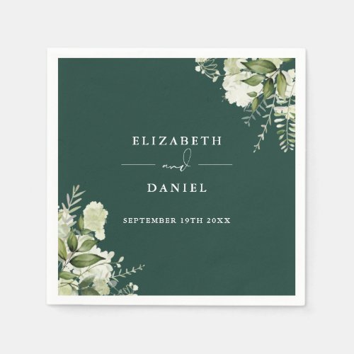 Greenery Floral Elegant Emerald Wedding Napkins