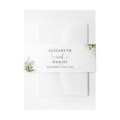 Greenery Floral Elegant Heart Wedding Invitation Belly Band