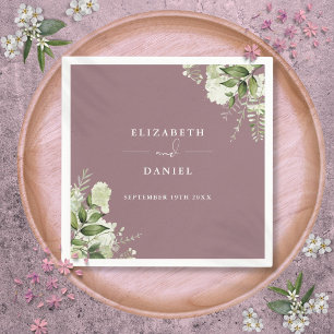 Greenery Floral Elegant Mauve Wedding Napkins