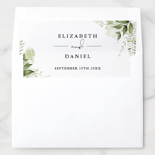 Greenery Floral Elegant Modern Wedding Envelope Liner