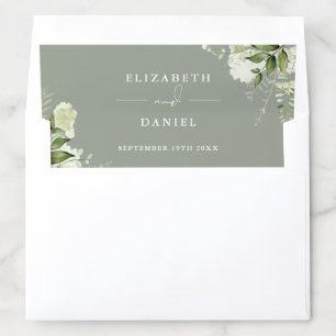 Greenery Floral Elegant Sage Green Wedding Envelope Liner