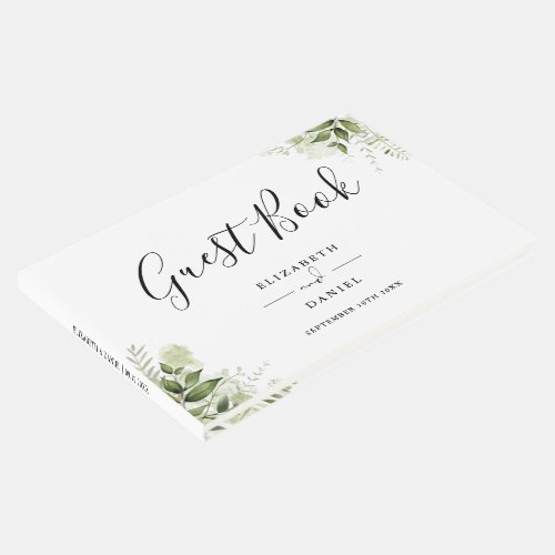Greenery Floral Elegant Script Wedding Guest Book