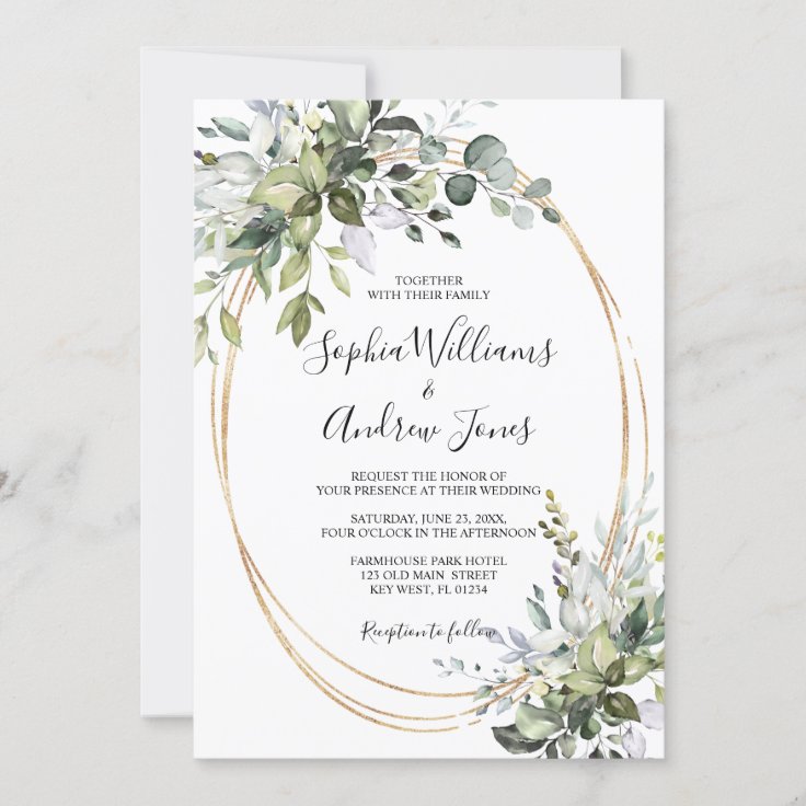 Greenery Floral Elegant Wedding Invitation | Zazzle