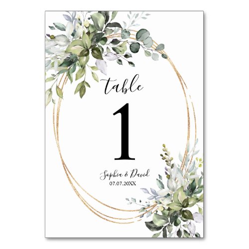 Greenery Floral Elegant Wedding  Table Number