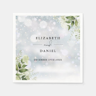 Greenery Floral Elegant Winter Wedding Napkins