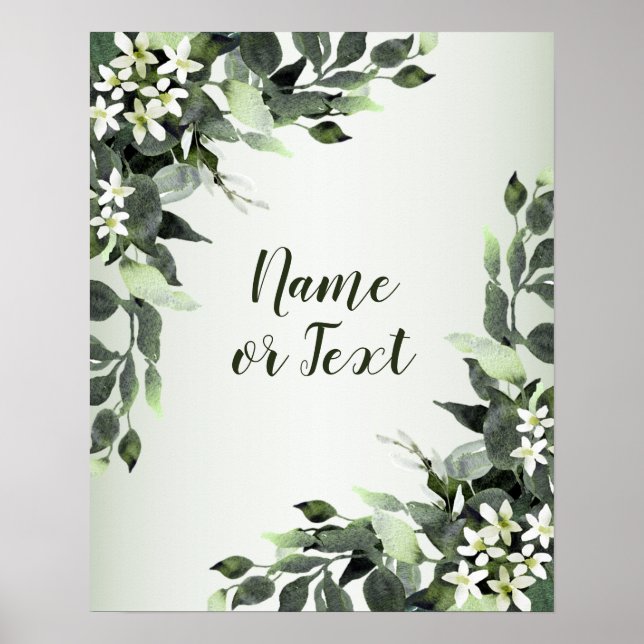 Greenery Floral Eucalyptus Leaves Elegant Poster (Front)