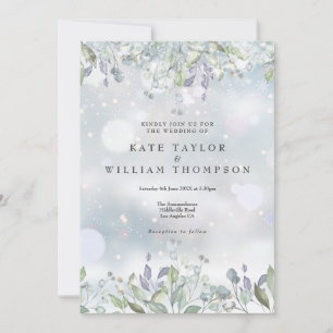 Greenery Floral Floral Sage Lilac Winter Wedding Invitation