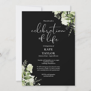 Greenery Floral Funeral Celebration of Life Invitation