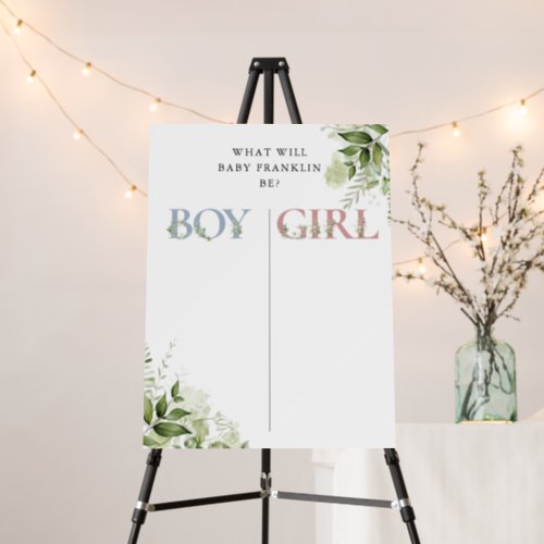 Greenery Floral Gender Reveal Voting Sign