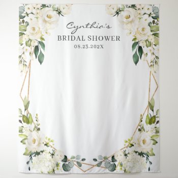 Greenery Floral Geometric Bridal Shower Backdrop by CardHunter at Zazzle