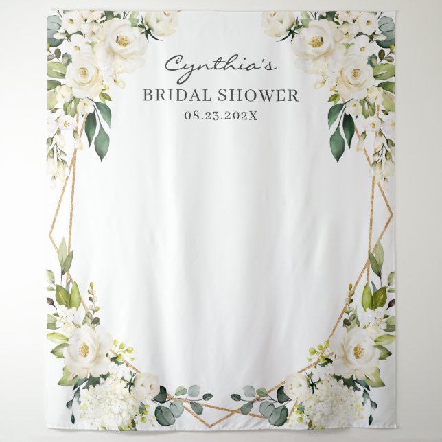 Greenery Floral Geometric Bridal Shower Backdrop (Front)